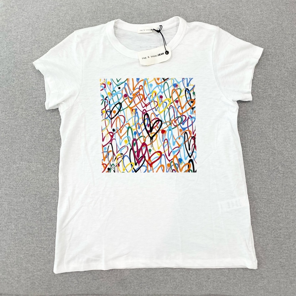 Rag & Bone Colorful Heart Print T-Shirt